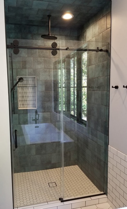 Barn style sliding shower doors